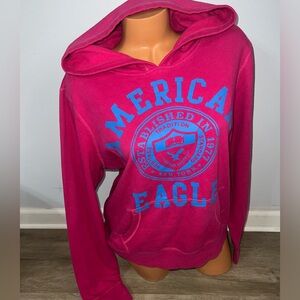 American Eagle Pink NY Women’s Hoodie Sweatshirt Pullover  Vintage Y2K XL
